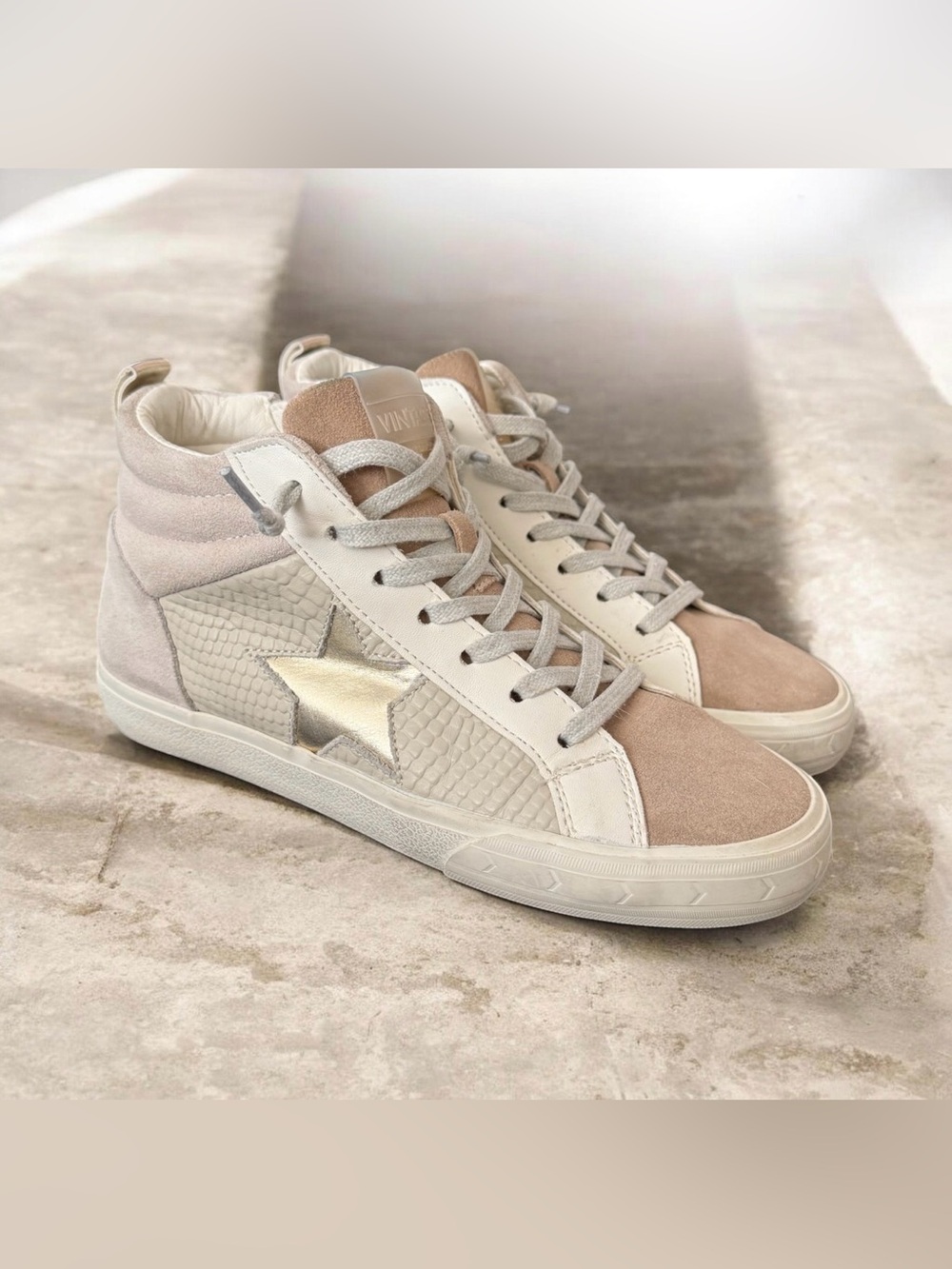 Vintage Havana Womens Axel Hi-top SlipOn Sneakers Blush/Taupe Multi Size 8